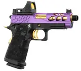 Pistola Lancer Tactical Stryk Hi-Capa 4.3 Violeta/Dorado + RMR – Gas miniatura 3