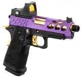 Pistola Lancer Tactical Stryk Hi-Capa 4.3 Violeta/Dorado + RMR – Gas miniatura 7